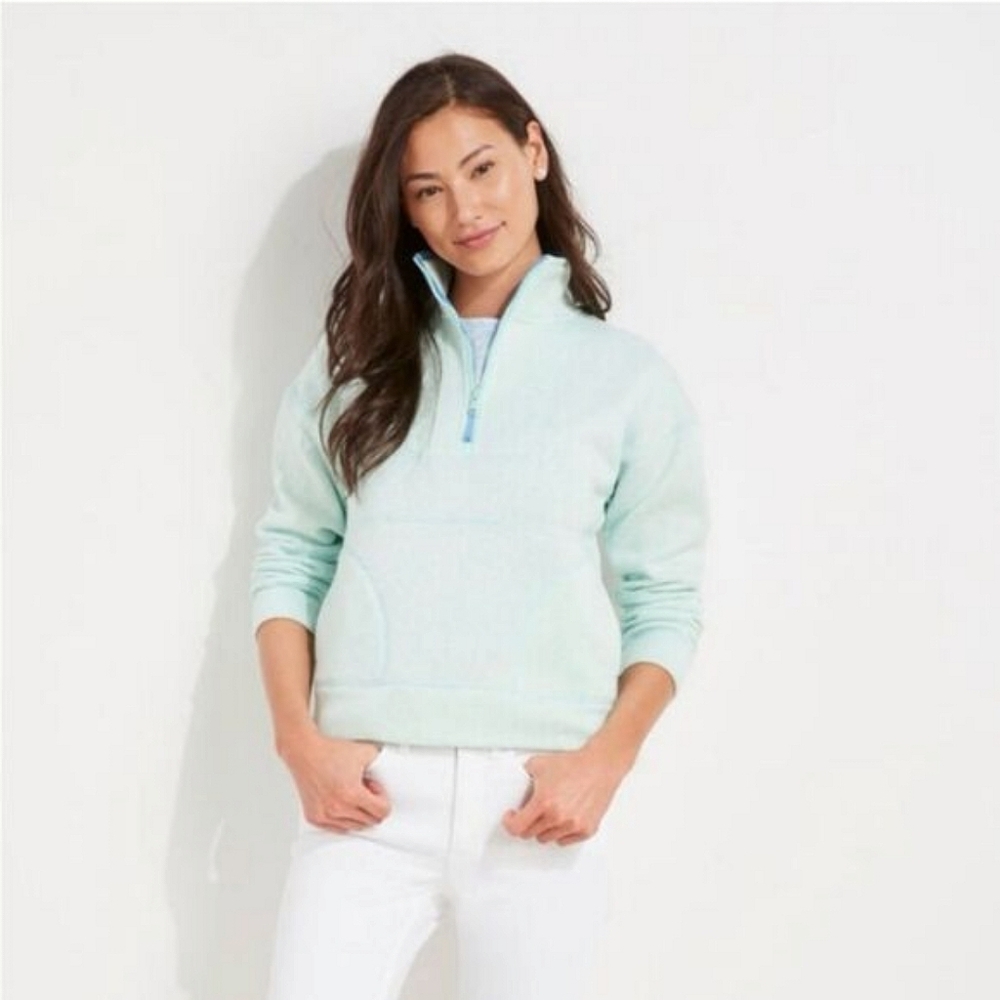 🆕️ Vineyard Vines Fleece Half-Zip Pullover Travel Coastal Minimalist Small